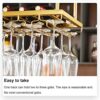 Wine Rack Ceiling Wine Racks Hanging Goblets Holder, Under Stemware Cabinet Bottles Storage Shelf for Home Kitchen Bar Hotel, Adjustable Height S