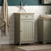 Bath Vida Priano Bathroom Cupboard 1 Door 1 Drawer Floor Standing Cabinet Drawer Unit Storage, Grey
