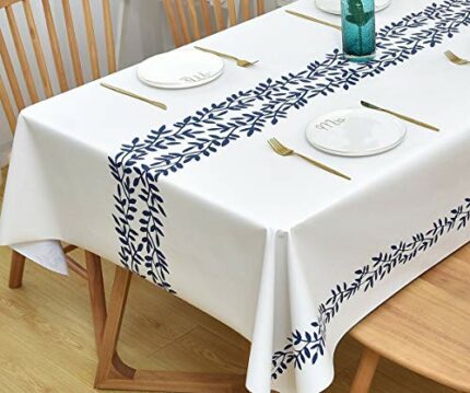 Yofori Table Cloth Wipe Clean Tablecloth Wipeable PVC Waterproof Rectangular Table Cover Plastic Table Protecter for Kitchen Outdoor (137x180cm,