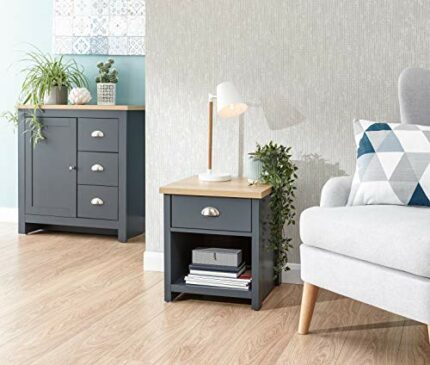 GFW Lamp Table, Engineered Wood, Slate Blue, 45 x 45 x 50 cm