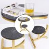 suruim Luxury Marble Round Coffee Table Sofa Side Table Corner Table Living Room Sofa End Bedside Table Outdoor Indoor Furniture (Gold+Black)