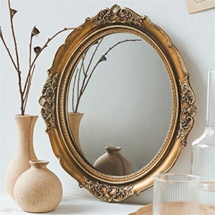 MIAOHY Vintage Golden Oval Wall Mounted Creative Photography Setting Resin Props Home Decoration