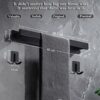 Towel Rail Wall Mounted with 2 Towel Hooks, Stainless Steel Black Towel Rail, Self Adhesive Towel Rail No Drilling, Matt Black Bathroom Accessori