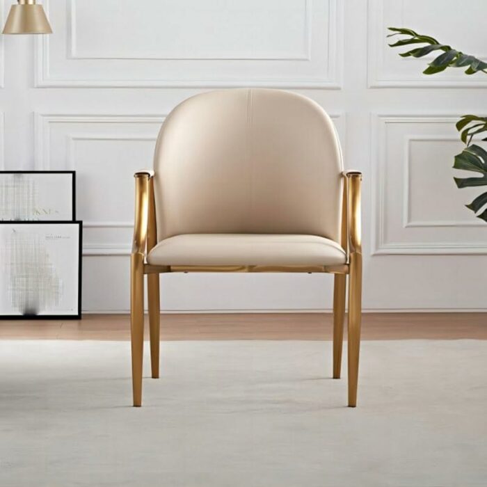 maozi Armrest Dining Chairs Metal Comfortable Backrest Upholstered Chair Kitchen Furniture