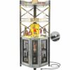 Aheaplus Corner Bar Cabinet with Power Outlet, Industrial Wine Cabinet with LED Strip and Glass Holder, 5-Tiers Liquor Cabinet Bar Unit for Home,