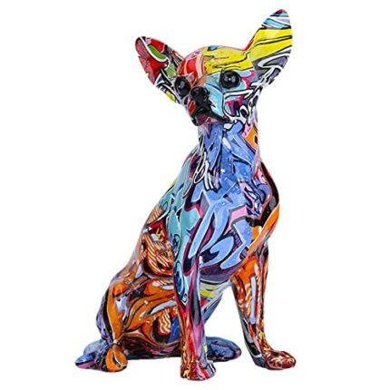 suruim Simple Creative Color Bulldog Chihuahua Dog Statue Living Room Ornaments Home Entrance Wine Cabinet Office Decors Resin Crafts
