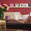AHANDMAKER Vinyl Record Storage Holder - Stacks up to 50 Albums, Solid Wood with Crystal Clear Acrylic Record Holder - Desktop Vinyl Record Stora