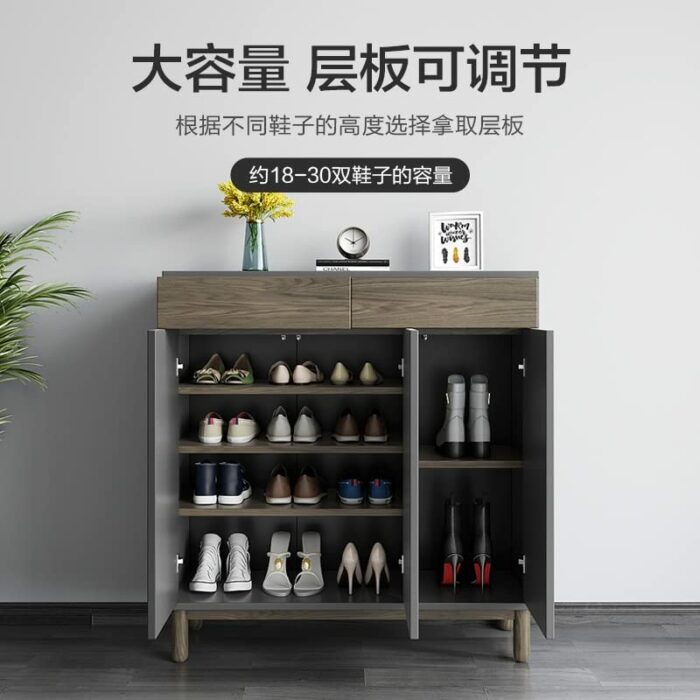 TJLSS Nordic Wooden Simple Shoe Cabinets Thin Design Entrance Vertical Wooden Shoe Home Furniture