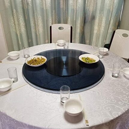 KEppd Tabletop Turntable Blue Transparent Rotating Turntable 360° Rotating Serving Plate Safe And Smooth Dining Table Turntable Tempered Glass La