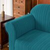 subrtex 1-Piece Striped Jacquard Sofa Slipcover, Spandex Stretch Couch Sofa Cover, Washable Furniture Protector for Living Room (3 Seaters, Blue)