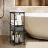 UOMIO Bathroom Storage Shelf Floor Standing Narrow Vertical Storage Racks with Drawer and Toilet Paper Stand Bathroom Accessories Cabinet Organis