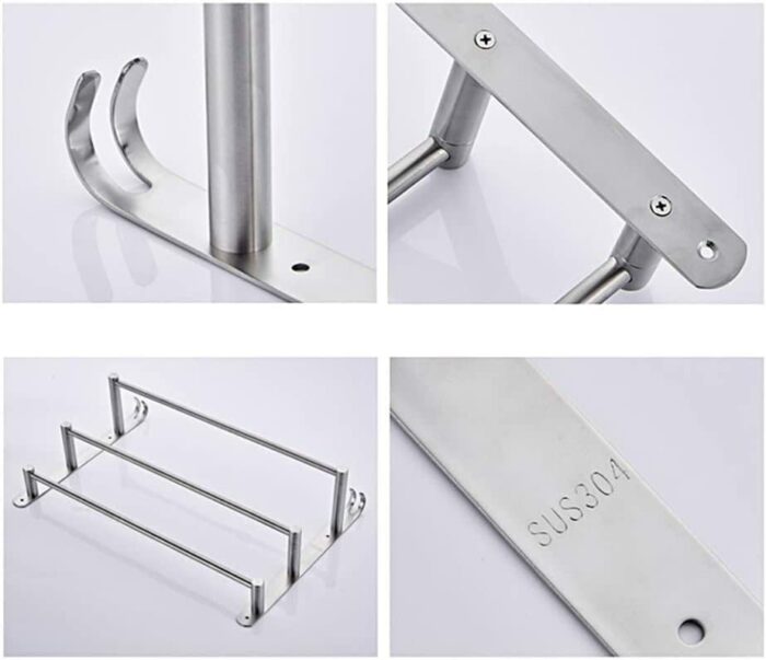 Towel Rack Towel Rail Bathroom Shelf Three-Layer, Wall Hanging Towel Holder with Hook 30Cm/60Cm
