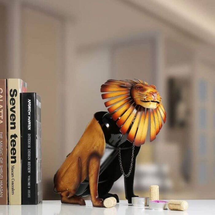TFIIEXFL Lion Wine Rack Doll Craft Wine Rack Metal Wine Rack Doll art Home Decor Accessories Home Office