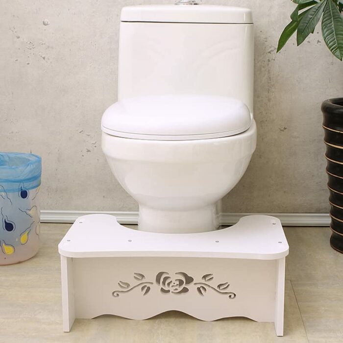 RUN HELIX Bathroom Stool Foldable Squatting Toilet Stool Adult,7 Inch Toilet Potty Stool for Adult and Kids Aid, Poop Stool Wood-Plastic Board, E