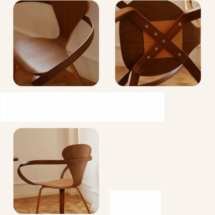 LUKEO Solid Wood Accent Dining Chair Armchair Ribbon Shaped Design Art Chair Backrest Home Furniture