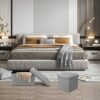 Venga amigos Folding Ottoman Storage Box,Linen Fabric Footstool with Lids,Cube Small Seat Ideal for Toy Box,Bed End,Shoe Bench,Hallway,Seating 30