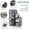 ZLLZUU Shoe Storage Box Upgrade Solid Plastic, Shoe Box Clear Plastic Stackable, Shoe Organizer Box with Magnetic Clear Door, Drop Front Shoe Box