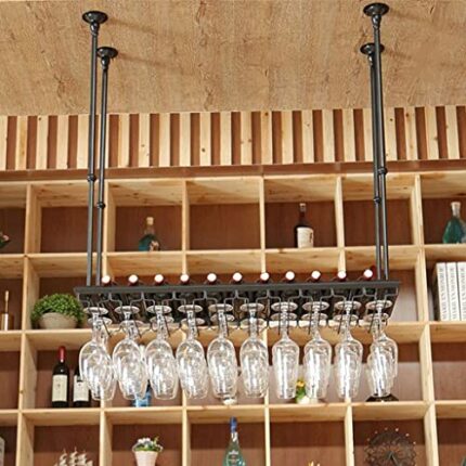 Wine racks Glass Bottles Adjustable Metal Ceiling-Type Industrial Hanging Wine Glass Racks Goblet Holder Decoration Shelf, for Bars, Living Room,