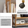 Clothes rack bamboo coat rack with wheels, 2 shelves and 2 hooks, coat rack, for bedroom office hallway