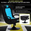 BraZen Stag 2.1 Bluetooth Ergonomic Video Pedestal Rocker Surround Sound Gaming Chairs for Kids with Speaker Subwoofer and Pedestal base - Blue