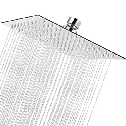 Square Shower Head, 8 Inch 360° Adjustable Angle Square Fixed Showerhead, Universal High-Pressure Rainfall Shower Head for Bathroom, Replacement