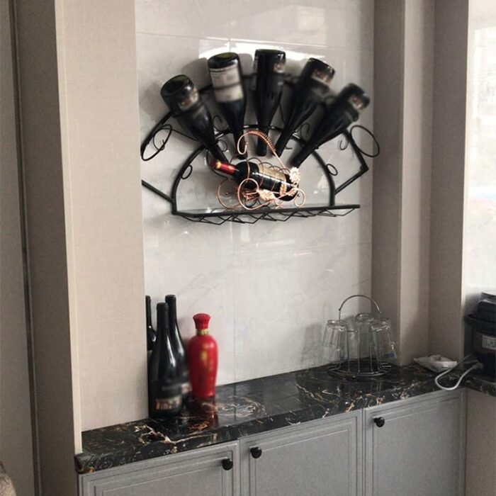 DLOETT Wine Rack Wall Hanging Wall Rack Personality Support European Retro Wrought Iron Display Cabinet