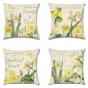 Artscope Set of 4 Decorative Cushion Covers 45x45cm, Tropical Plants Waterproof Throw Pillow Covers, Perfect to Outdoor Patio Garden Bench Living