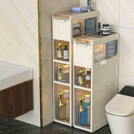 Slim Storage Cart, Small Bathroom Storage Cabinet for Small Spaces, 2/3/4 Drawer Home Organization Storage Container Tower, Over The Slim Toilet