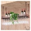 Wine racks Home/Bar Retro Metal Vintage with Glass Holder, Wall Mounted Hanging Wine Bottle Holder, Adjustable Industry Wine Shelf, for Cabinet B