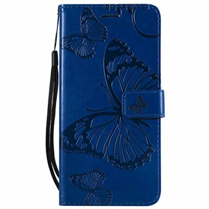 Thoankj Samsung Galaxy A40 2019 Case, PU Leather Flip Notebook Wallet Case Butterfly Embossed with Kickstand Credit Card Slot Holder TPU Bumper F