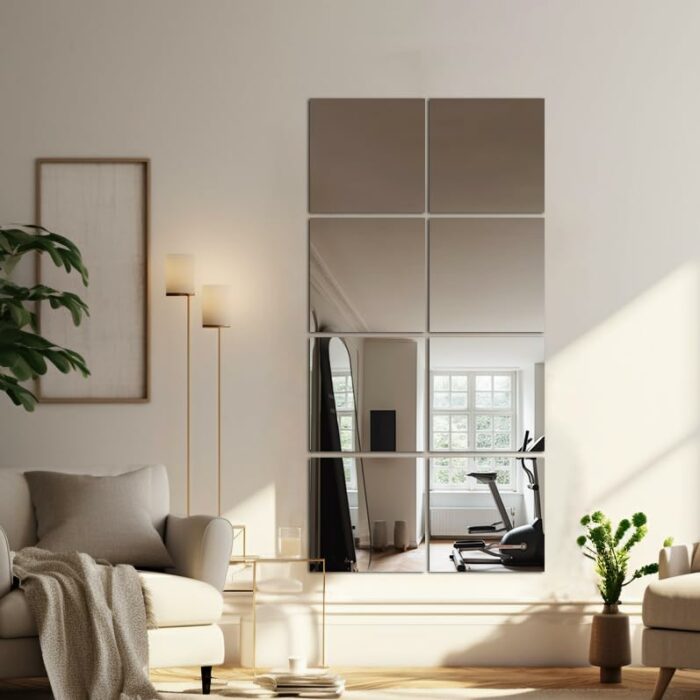 Delma Glass Full Length Wall Mirror Tiles, 20'' x 20'' x 4PCS, Frameless Full Body Mirror Tiles for Bedroom, Full Length Mirror Wall Mounted for