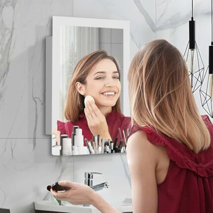 iBathUK Stainless Steel Wall Mounted Mirror Cabinet Single Door Storage Unit MC203