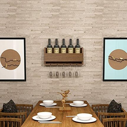 wine rack Solid Wood Wine Rack, Wall Living Room Shelf, Stemware Wine Glass Rack, Modern Minimalist Living Room Dining Room Decoration Rack， Rust