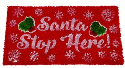 Toyland® Christmas Red Santa Stop Here Coir Door Mat 66cm X 35cm (26" X 14")