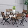 WALNUT Garden Chairs Table Set Rattan Furniture Dining Folding Chairs Lazy Lounge Chair Balcony Summer Chair Home Backrest Dining Table (Size : L