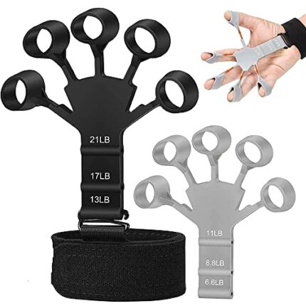 Finger Strengthener Hand Grip Strengthener, 2PCS 6 Resistant Level Hand Exerciser Guitar Grip Stretcher, Silicone Durable Grip Forearm Trainer fo