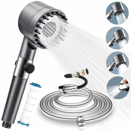 Shower Head Powerful Flow with 3 Spray Modes & Stainless Steel Hose 2M, High Pressure Shower Heads with Massage, Shower Head High Pressure Bathro