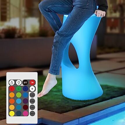 light to hope Bar Stools with Remote,16 RGB Color Patio Furniture,Outdoor Chairs IP44 Waterproof,Bar Stools for Kitchen Island,Outdoor Patio,Balc