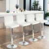 DINGZZ Set of 4 Adjustable Bar Stools PU Leather Swivel Kitchen Counter Pub Chair (Color : Argento, Size : Light Grey)