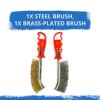 Tried + Tested Wire Brush Set of 2 Brass & Steel - Light & Heavy Duty Cleaning Rust Remover
