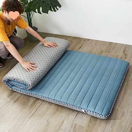 Full Size Futon Mattress, Japanese Tatami Mat Sleeping Pad For Mattresses Toppers Twin Full Queen King Size Bed With Non Slip Straps,Roll Up Fold