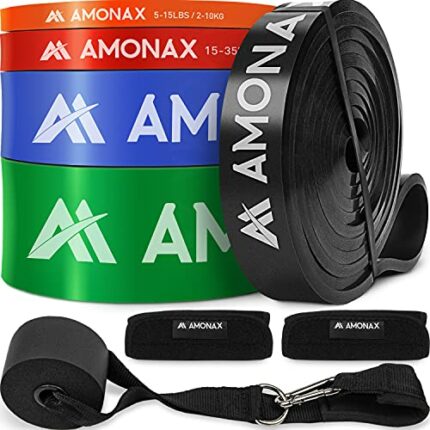Amonax Assisted Pull Up Band Set Strength Training Equipment Attachment Resistance Bands Men, Home Gym Fitness Workout Power Bands, Long Loop Ass