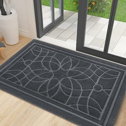 7VSTOHS Door Mats Indoor Outdoor 50x80cm, Dirt Trapper Non Slip Outdoor Mats, Absorbent Washable Doormats for Front Back Door Outside and Inside,