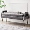 Bedroom Bench Velvet Upholstered Bench Seat,Luxurious End Of Bed Bench With Golden Legs,Comfybench Multifunction,Green,100X46X55Cm