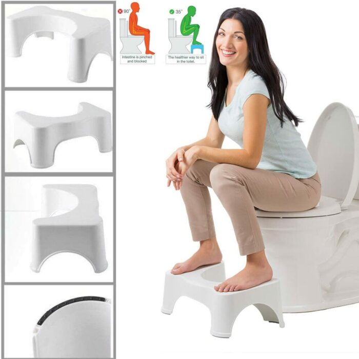 Ossian Toilet Squatting Stool - Universal Compact Non-Slip Easy Wipe Clean Bathroom Posture Correcting Step Stool Aid for Constipation Haemorrhoi