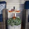 Xmiral Wine Holder Wooden Table Outdoor Beer And Wine Table Round Portable Wine Table A Ornament