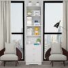 White Modern Nightstand with Charging Station, Tall End Table/Bedside Table for Bedroom Living Room, Bed Side Table/Night Stand with 3 Drawers &