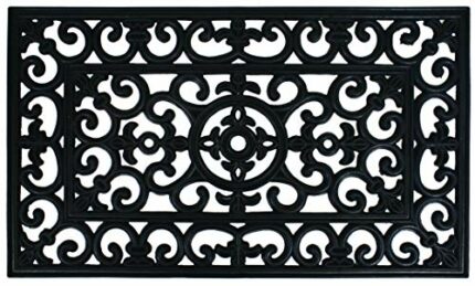 Dandy by William Armes, Wrought Iron Effect Rubber Door Mat Heavy Duty Non Slip, Black, 75 x 45