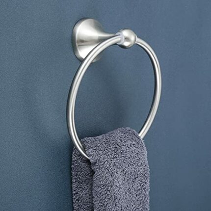HIGOH Towel Racks, Bath Towel Holder,Bathroom Hand Towel,Stainless Steel round Hand Wall Mounted Towel Holder Rack,Brushed Nickel Modern Minimali
