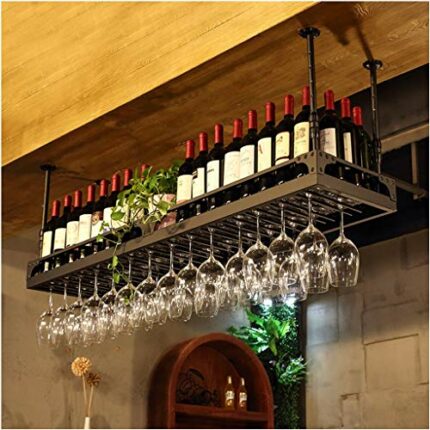 Stylish Simplicity Wine Rack, Vintage Wrought Iron Wine Rack, Ceiling Wine Rack, Multi-Function Storage Rack, Home Goblet Rack, Cabinet Bar Kitch